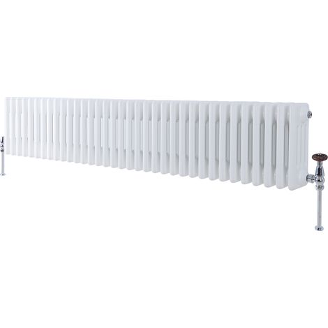 Milano Windsor White Cast Iron Style Four Column Horizontal Radiator - 300mm x 1595mm (1/4)