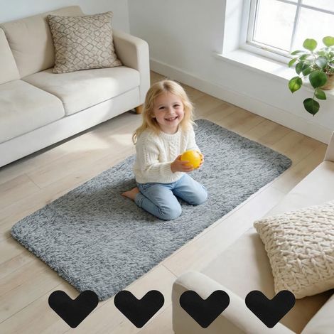 Tapis Salon Shaggy Poil Long, 60 x 120 cm Tapis Chambre Moelleux Doux (1/5)