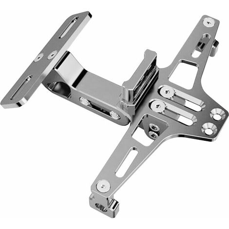 Support De Plaque D'Immatriculation De Moto Avec Eclairage Led Support De Plaque D'Immatriculation En Alliage D'Aluminium Universel Argent, Argent (1/5)