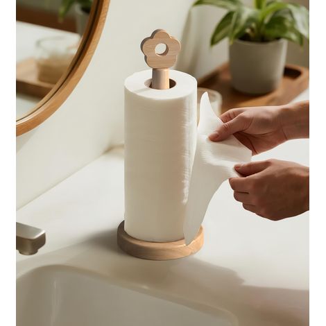 Porte-serviettes solide, support distributeur d'essuie-tout fond rond petite fleur avec base antidérapante, 131334,5 cm, de comptoir (1/5)