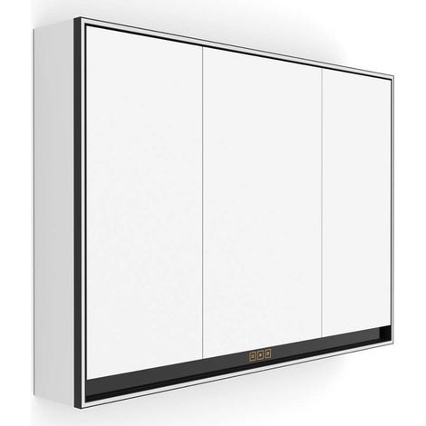 Nimco GA 1 - Armario con espejo con iluminación LED, 70x120x15 cm, 3 puertas, negro mate GAC 10006VX-90 (1/5)
