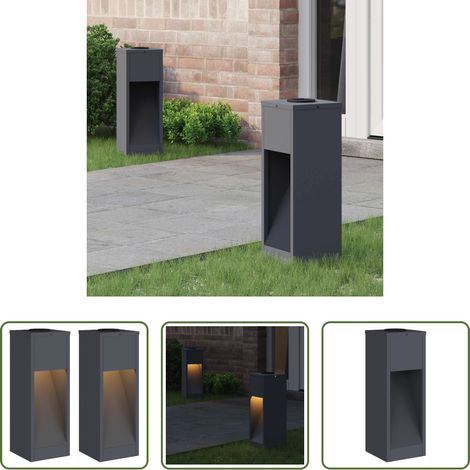 Solarbeleuchtung - Solar LED Wegeleuchte 2 pcs Anthrazit Kalt gewalzter Stahl (1/5)