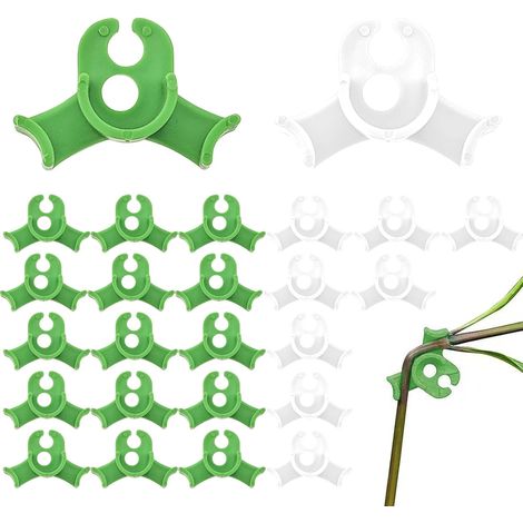 80 pinces de palissage à faible stress, pinces de formation à 90 degrés pour la culture des plantes (blanc + vert) (1/5)