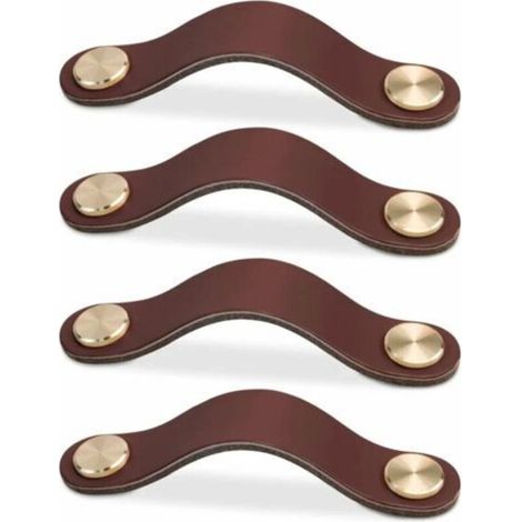 maniglie per mobili in pelle (marrone scuro, 96 mm), pomello per anta in pelle, maniglia vintage per mobili, cassettiere, cucina, bagno