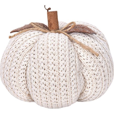 Citrouille décorative crochetée main Blanc Décoration automne Thanksgiving (1/5)