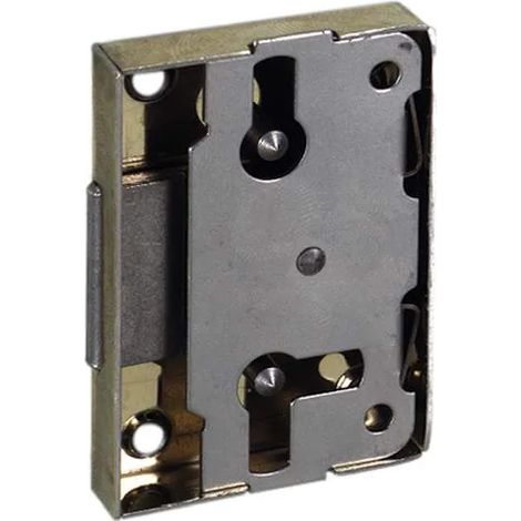 Serratura a superficie per porta sinistra, destra o cassetto, L39xH55xEP9mm, acciaio nichelato.
