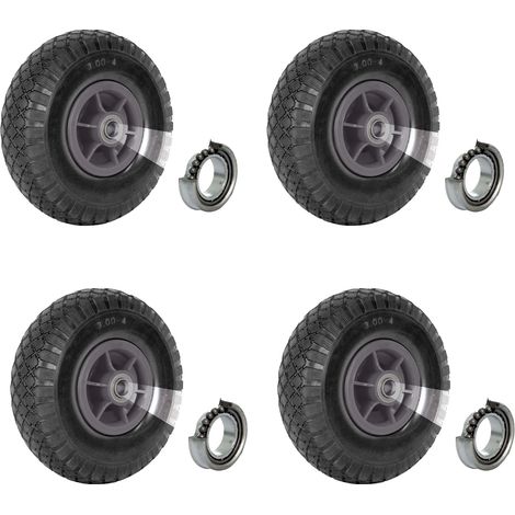 4x Sackkarrenrad 260x85 mm 3.00-4 Bollerwagenrad, Luftrad, Ersatzrad, Nabenlänge 60 mm versetzt (1/5)