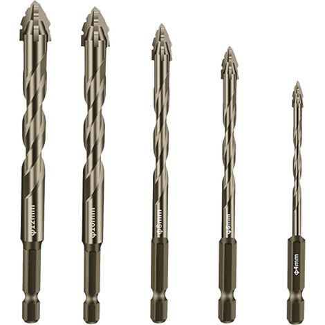 5-teiliger hochfester Exzenter-Spiralbohrer, Steinbohrer-Set für Beton für Beton/Glas/Ziegel/Zement/Fliesen/Holz usw., Bohrerspitzengröße 5/32-1/2