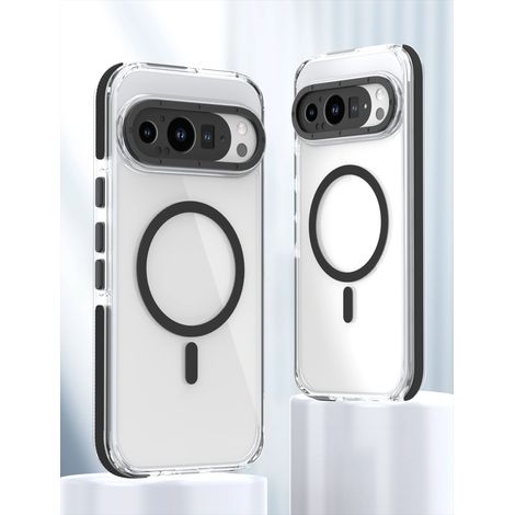 Coque transparente pour Pixel 9 Pro XL 5G (noir), compatible avec la recharge magnétique sans fil MagSafe, protection antichoc. (1/4)