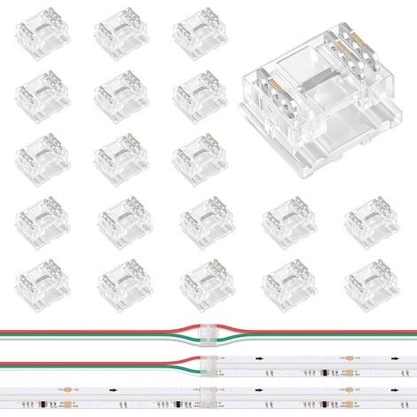 Lot de 20 connecteurs pour bandes LED COB 10 mm 3 broches (1/5)