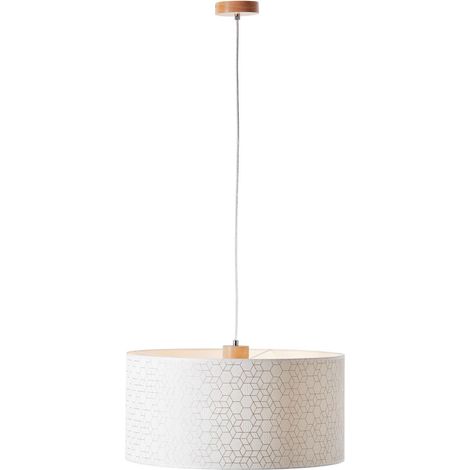 BRILLIANT Galance Pendelleuchte 1flg holz hell/weiß Innenleuchten,Pendelleuchten 1x A60, E27, 40W, geeignet für Normallampen (nicht enthalten) Edler Strukturschirm aus echter Vinyl-Tapete (1/4)