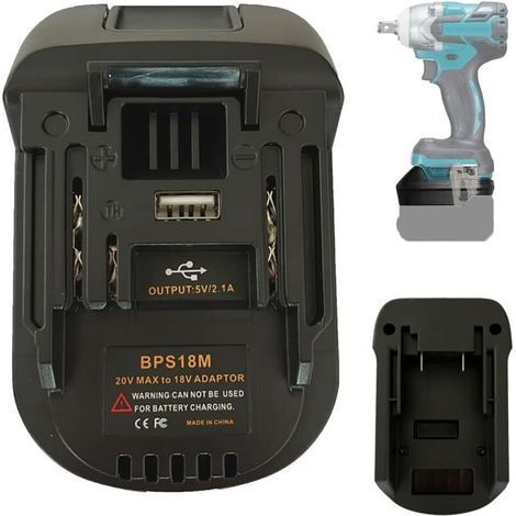 Adaptateur de batterie pour Black&Decker 20 V, convertisseur de batterie Li-ion Porter Cable 20 V, pour outils sans fil Makita 18 V BL1830 BL1840 BL1850 BPS18M (1/5)