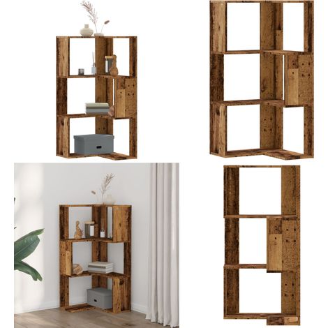 Eck-Bücherregal 3 Böden Altholz-Optik 50x50x102cm Holzwerkstoff - Bücherregal - Holzwerkstoff (1/5)