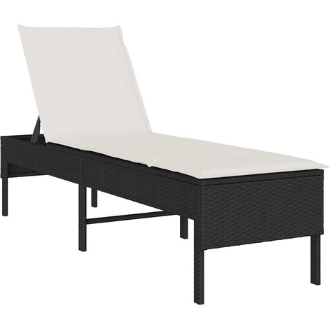 Maison Exclusive - Lettino Prendisole con Cuscino Nero 55x200x44 cm in Polyrattan