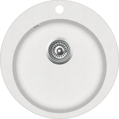Évier de cuisine granit diamètre 50,5 cm rond blanc (1/4)