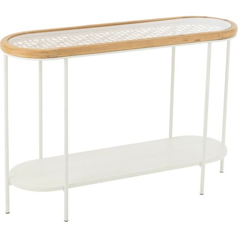 Console épicéa blanc et fer naturel élégance contemporaine - Blanc et bois naturel clair (1/5)