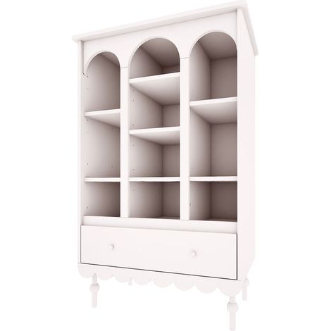 Bibliothèque blanche 1 tiroir – 3 étagères – MDF stratifié et hêtre – Dimensions 84x35x140 cm – Sécurisée pour enfants (1/5)