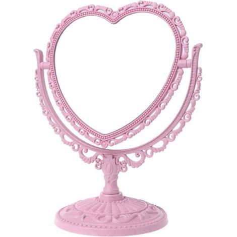 Miroir Cosmétique Double Face En Forme De Cœur - Rotation 360° Réglable - Pour Salle De Bain Chambre Ou Voyage - 1 Pièce (1/5)