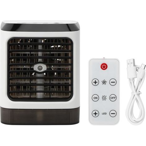 Ventilateur Climatiseur USB Portable avec Humidificateur et LED pour Bureau Chambre Maison