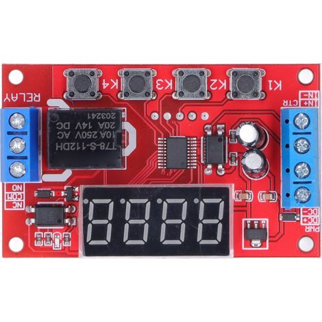 Module relais 12 V à temporisation numérique, interrupteur de déclenchement programmable avec isolation par optocoupleur (1/5)