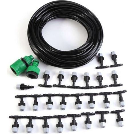Système de brumisation d'eau pour jardin et terrasse, tuyau d'arrosage avec buse, kit de micro-irrigation de 15 m (1/5)