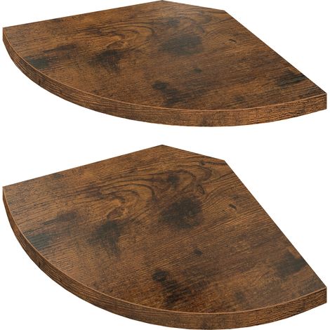 Étagère d'Angle Murale Lot de 2, Étagère Flottante Gain de Place, 20 x 20 x 1,2 cm, Marron Rustique (1/5)