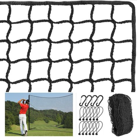 3 x 6 m großer Golfzaun, Ballnetz mit 2,5 cm quadratischer Masche, geknotetes Polyethylennetz mit hoher Dichte, mit Sicherheitsschnalle und Bungee-Seil, ideal für den Garten sowie für den Innen- und A