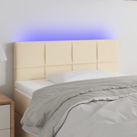 Tête de lit à LED - Design industriel - Pour Lit adulte - Crème 90x5x78/88 cm Tissu Chic-799786 (1/5)