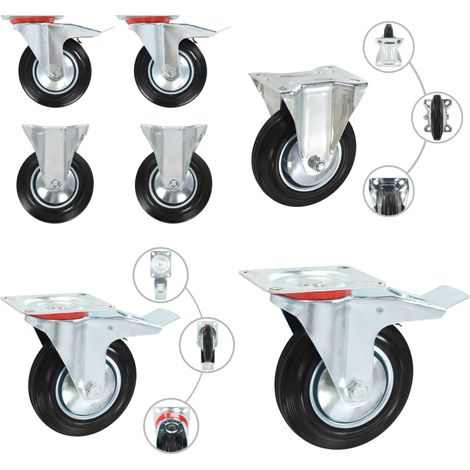 Roulettes 4 pcs 160 mm - Roulettes - Roues - Meuble Roulant - Chariots - Équipement Industriel - Home & Living