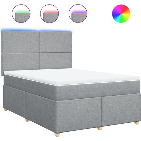 Maison Exclusive - Sommier à lattes de lit avec matelas Gris clair 140x190cm Tissu (1/5)