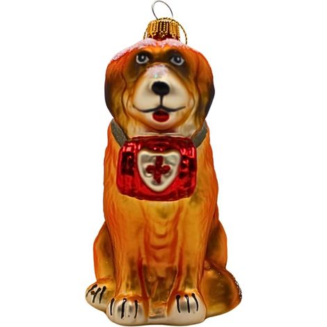 Décoration de Noël - Boule de Noël en Verre - Décoration de Sapin de Noël - Décoration en Verre Saint Bernard - Marron - L x l x H 6 x 9 x 11 cm (1/5)