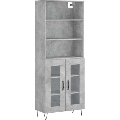 Maison La Vie - Buffet haut pour salon - Meuble de rangement Gris béton 69,5x34x180 cm Bois d'ingénierie bu1299 (1/5)