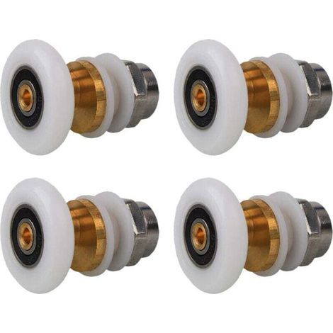 Rulli per porta doccia da 20 mm, set di 4 rulli in ottone per porta scorrevole della doccia, per la sostituzione dei binari della porta scorrevole in vetro della doccia (20 mm) (1/4)