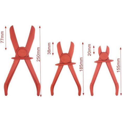 3 Pièces Pince Durite Carburant, Pinces pour Tuyaux Flexibles Pince à Collier de Serrage Pinces Tuyaux Outil de Serrage pour Tuyaux Flexibles pour Tuyaux de Frein Tuyaux Carburant(Rouge) (1/5)