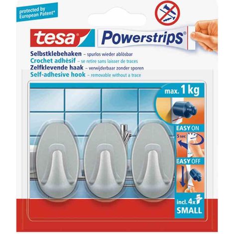 tesa Haken Powerstrip Small oval, matt-chrome Haushaltsklebeband & Klebehaken (1/2)