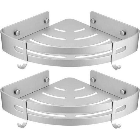 Lot de 4 paniers de douche d'angle adhésifs, étagère murale pour salle de bain, sans perçage, organisateur de douche, rangement en aluminium pour salle de bain, toilettes et cuisine.