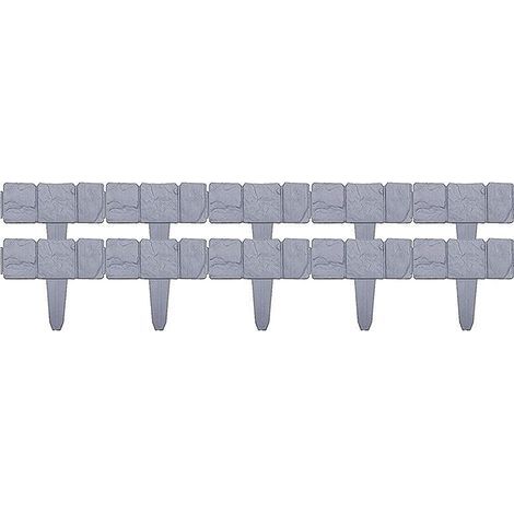Stone-effect plastic garden fence edging, flower bed, lawn plants, decorative border panels, 10 pieces (1/5)