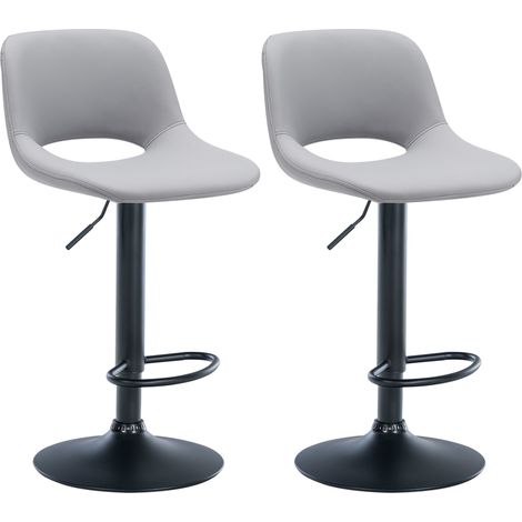 2er Set Barhocker Camden Kunstleder grau Metall matt schwarz