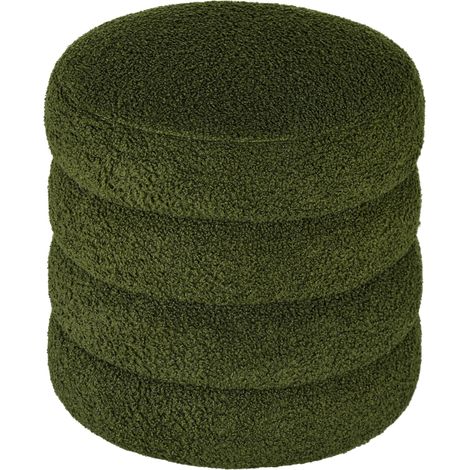 Tabouret rond teddy – Charge 120kg, Ø40x45 cm, vert