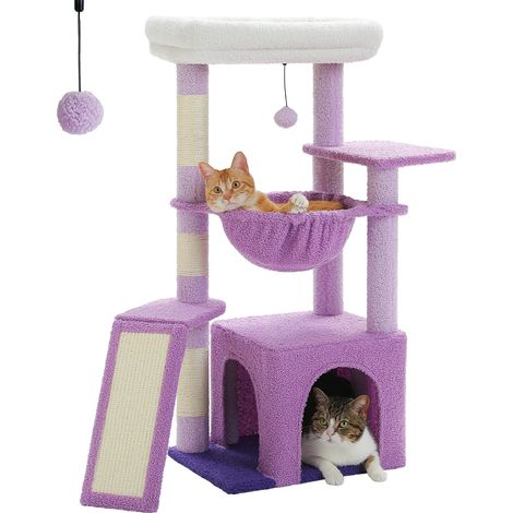 Arbre à chat, design multi-niveaux, poteau à griffer inclus, AMT0271PP, L (1/2)