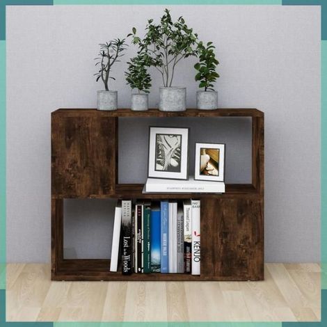 826644 Bibliothèque/Séparateur de pièce Chêne fumé 80x24x63 cm (1/5)