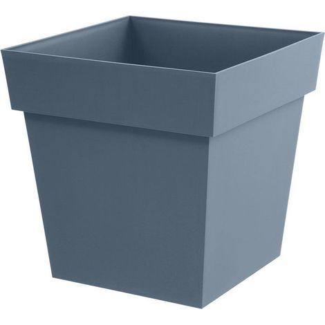 Pot de fleur Carré - EDA - Toscane - 50 cm - 87 L - Intérieur / Extérieur - 49,5 x 49,5 x H.52,5 cm - Bleu Jean
