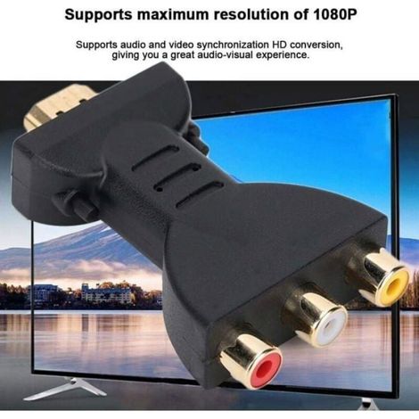 Convertisseur HDMI Vers RCA - 1080P - Synchronisation Audio Vidéo - Rouge Blanc Jaune - 1 Pièce (1/4)