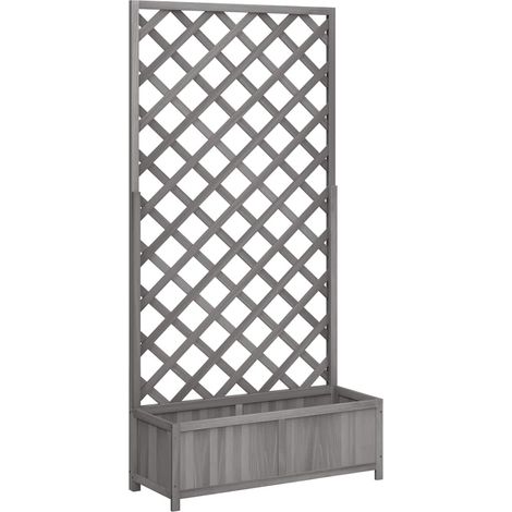 Pflanzkübel mit Spalier Grau 90x35x180 cm Massivholz Tanne vidaXL