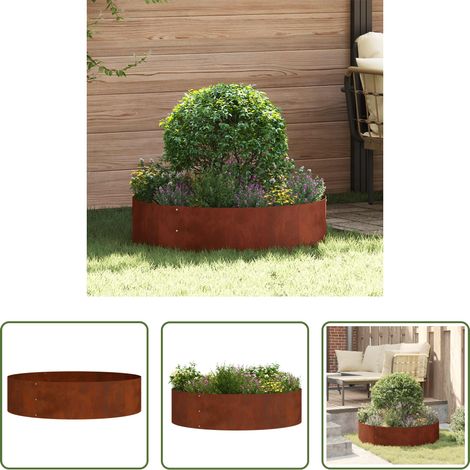 Anneau de plantation - Anneau de jardinière Marron 80 x 80 x 20 cm Acier patiné (1/5)