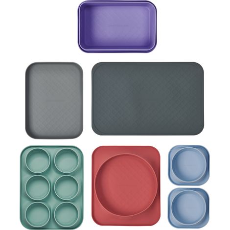 MasterClass Set of 7 utensili da forno in of silicone atossico, antiaderente, durevole, resistente all'acqua e al calore, include una teglia in silicone of