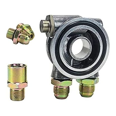 Plaque de filtre à huile AN8 - Adaptateur de filtre à huile en aluminium - Adaptateur de refroidissement pour filtre à huile (AN8 + 3/4"-UNF-16) (1/5)