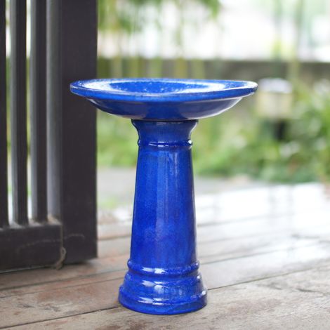 Bain d'oiseaux en céramique bleu Ø 31,5 x H 38 cm HAVRYA (1/5)
