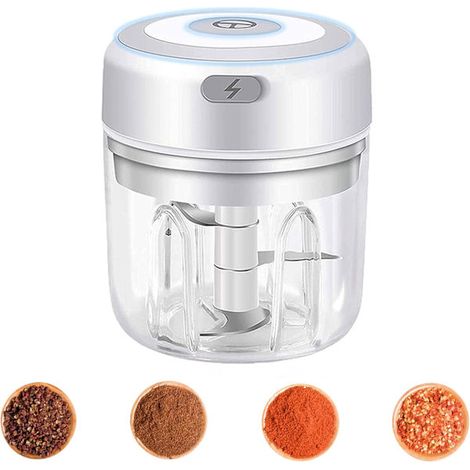 Mini hachoir électrique, hachoir à ail électrique, mini robot culinaire, hachoir à légumes électrique (250 ml) (1/4)