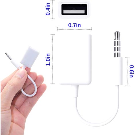 Adaptateur de câble Audio USB Aux, prise Jack mâle 3.5mm vers 2.0 femelle, cordon de convertisseur de voiture, fonction de décodage OTG (1/5)